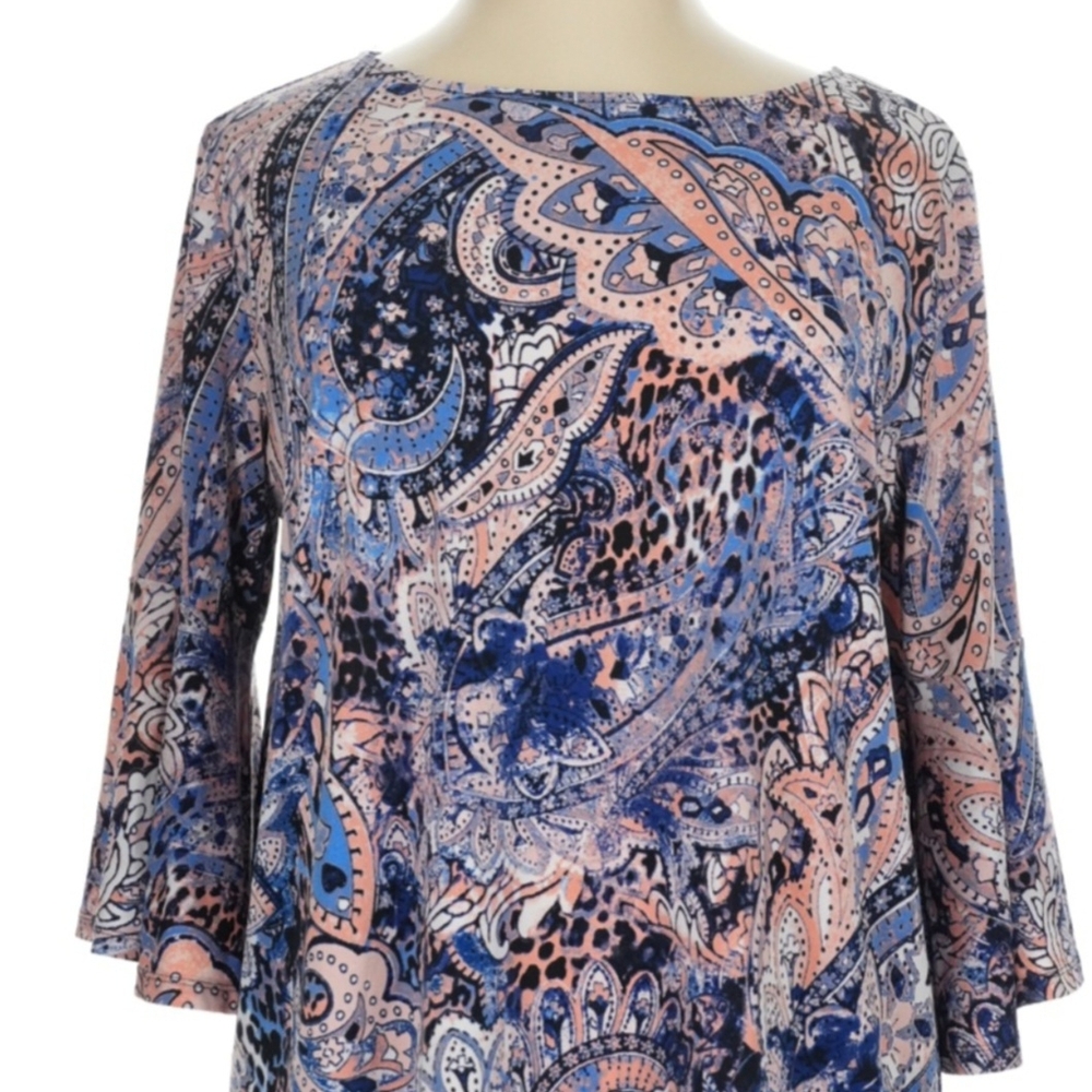 Jones Studio Blue and Pink Paisley Blouse